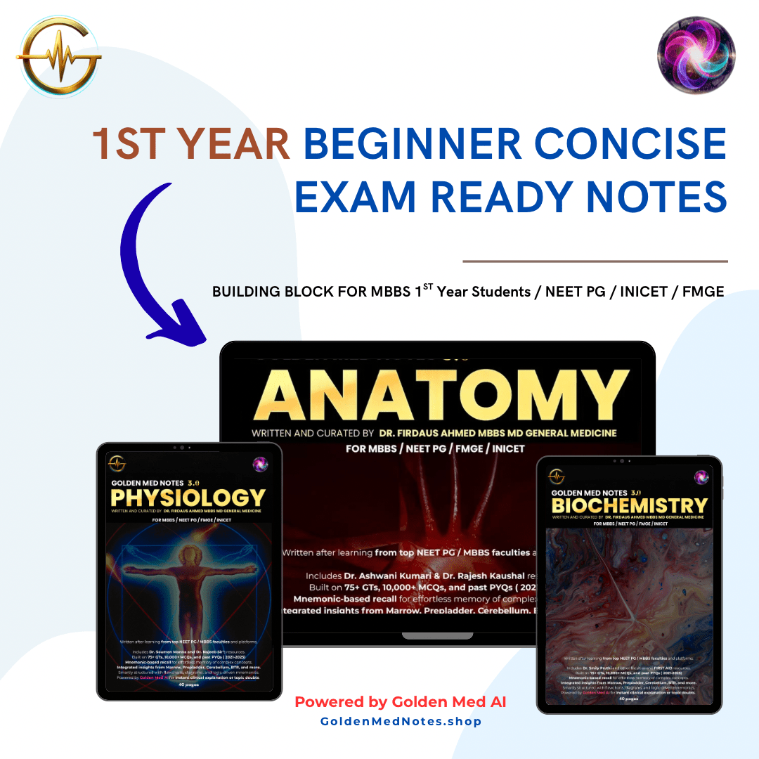 First Year MBBS Beginner Concise Exam-Ready Notes – GOLDEN MED NOTES
