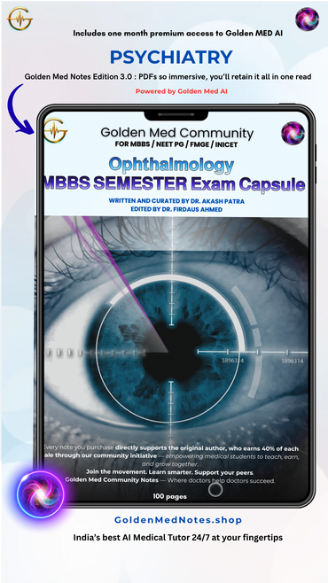 Ophthalmology SEMESTER EXAM CAPSULE | Golden Med Community Notes - GOLDEN MED NOTES