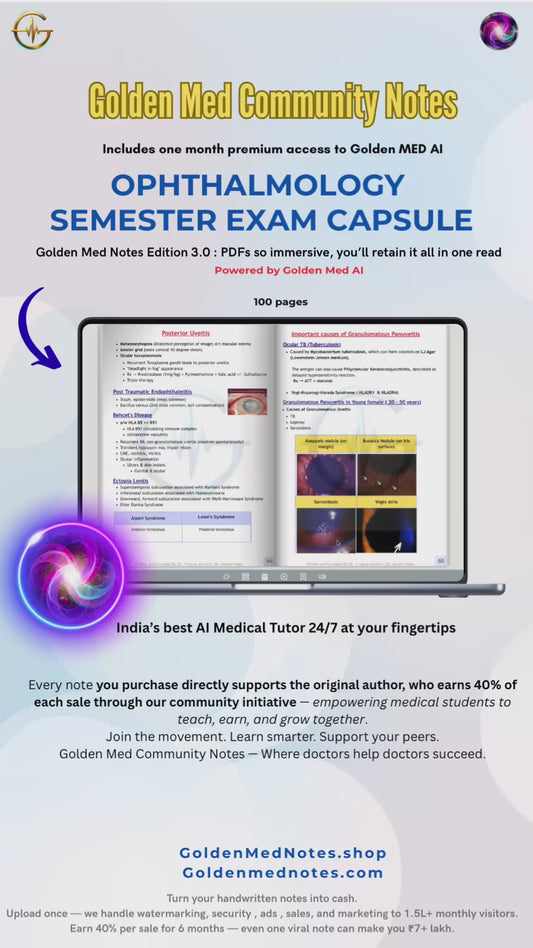 Ophthalmology SEMESTER EXAM CAPSULE | Golden Med Community Notes