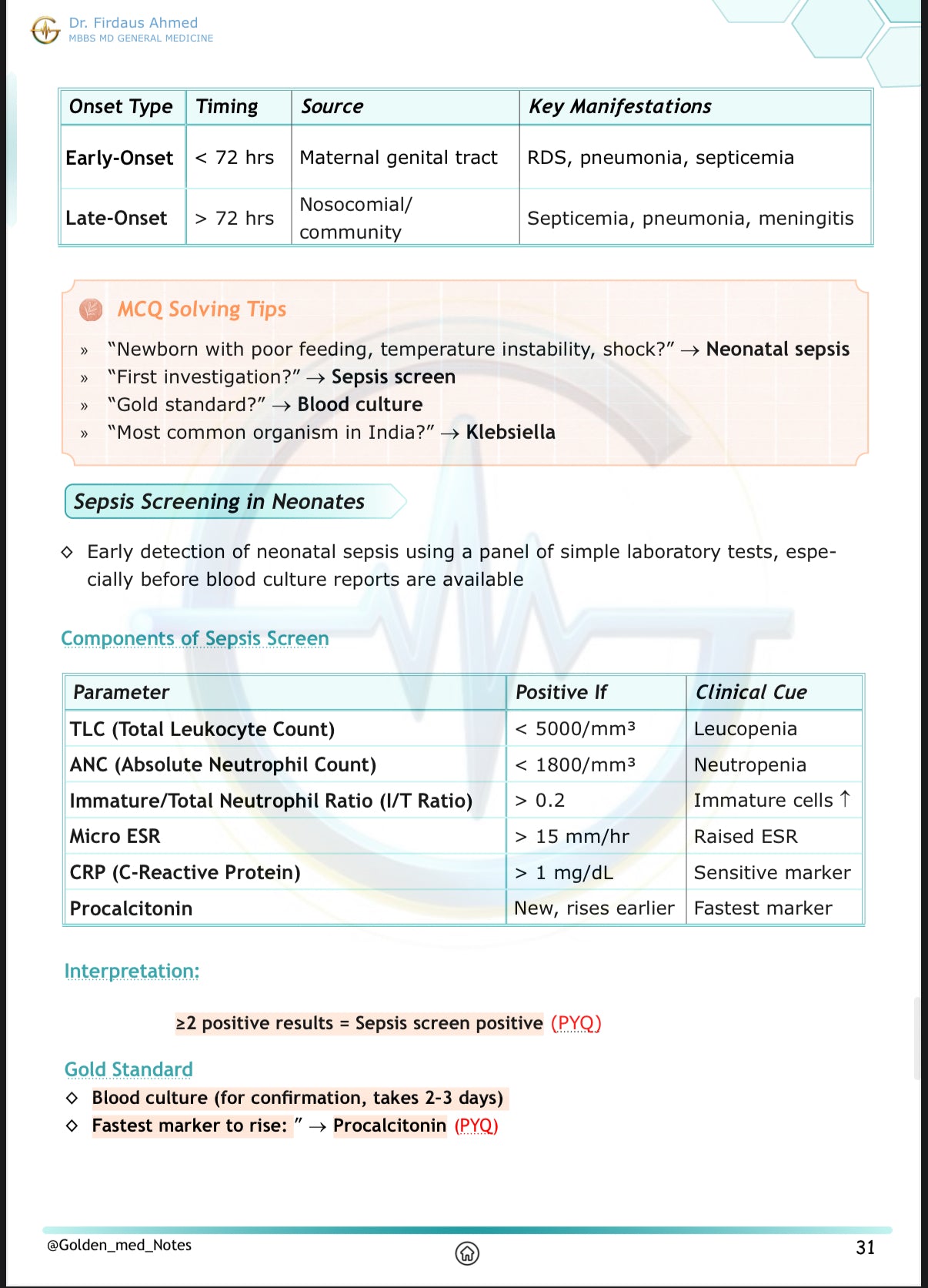 Paediatrics Neonatology Golden Med Notes Edition 3.0