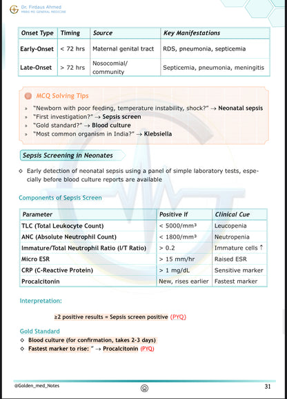 Paediatrics Neonatology Golden Med Notes Edition 3.0