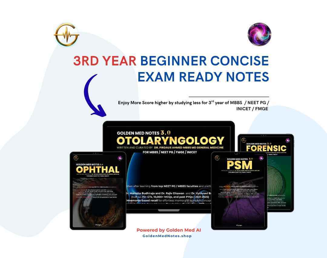 3rd Year MBBS NEET PG Notes AI Exam Bundle PSM ophthalmology ENT and Forensic.