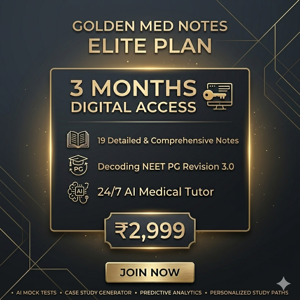 Golden Med AI Elite Plan 3.0 (19 subjects + DECODING NEET PG 3.0+ Golden Med AI MCQs & Tests)