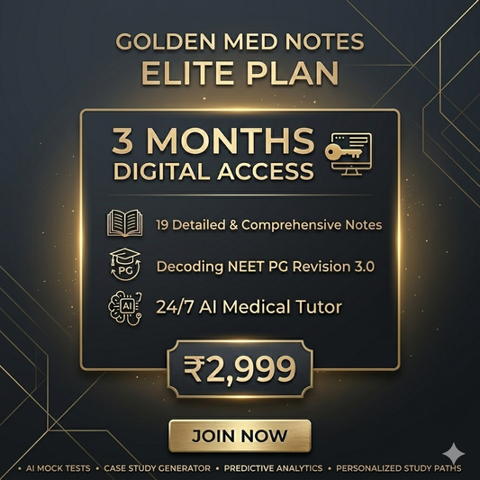 Golden Med AI Elite Plan 3.0 (19 subjects + DECODING NEET PG 3.0+ Golden Med AI MCQs & Tests)