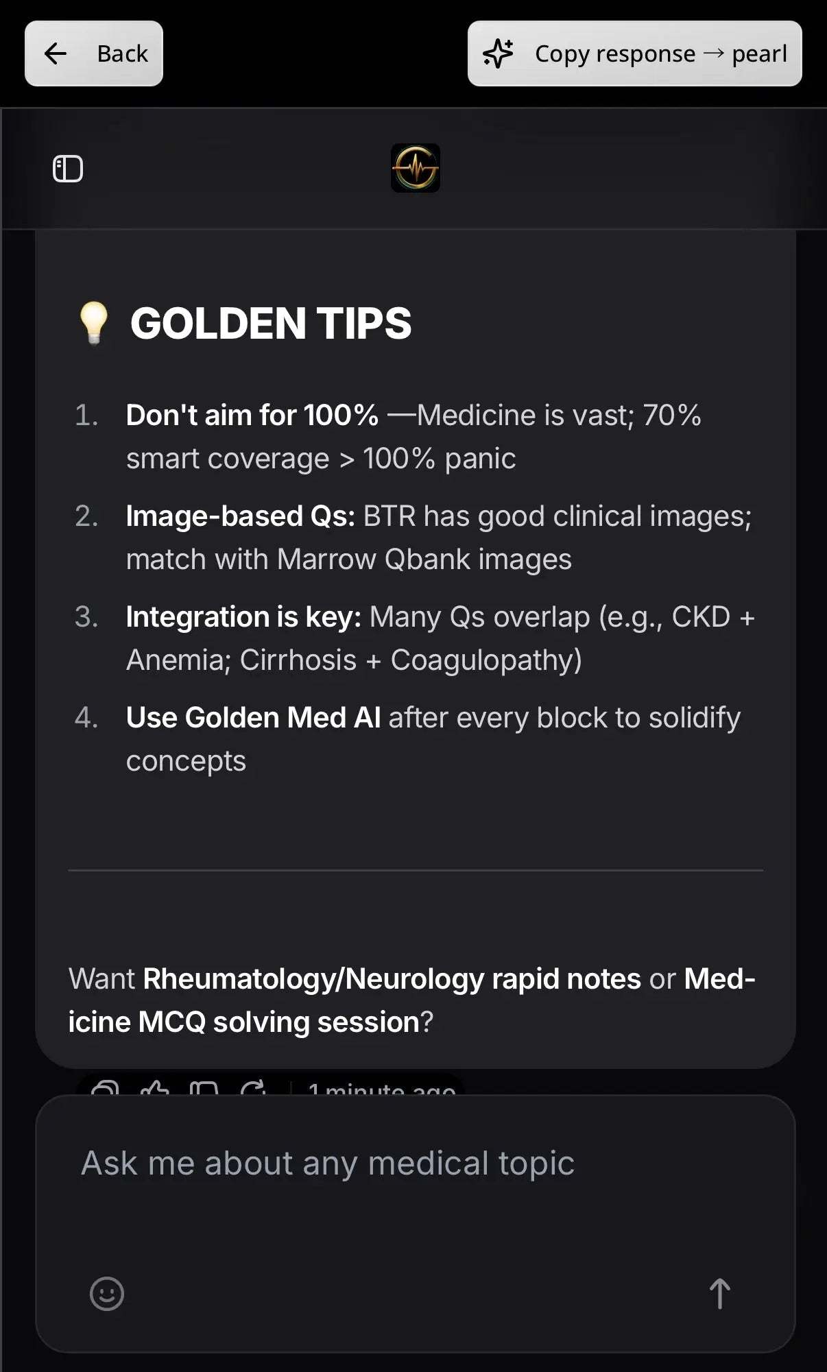 Golden Med AI 24/7 AI Medical Tutor - GOLDEN MED NOTES