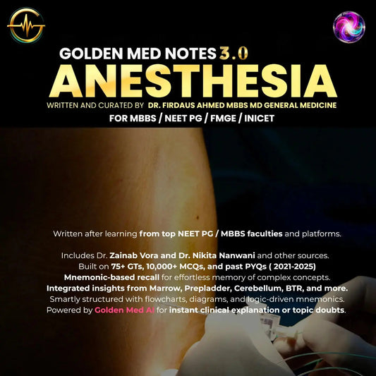 Golden Med Notes 3.0 Anesthesia PDF for MBBS and NEET PG with AI-powered revision and high-yield diagrams