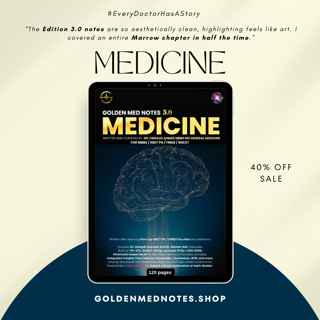 FINAL YEAR MBBS MAJOR SUB JECTS – EXAM READY CONCISE NOTES (Edition 3.0) - GOLDEN MED NOTES