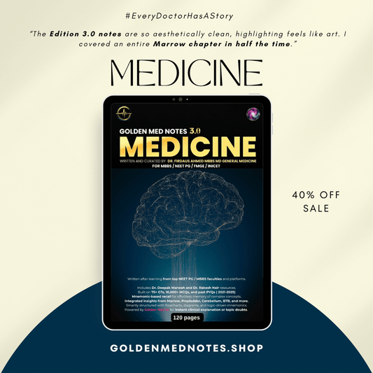 FINAL YEAR MBBS MAJOR SUB JECTS – EXAM READY CONCISE NOTES (Edition 3.0) - GOLDEN MED NOTES