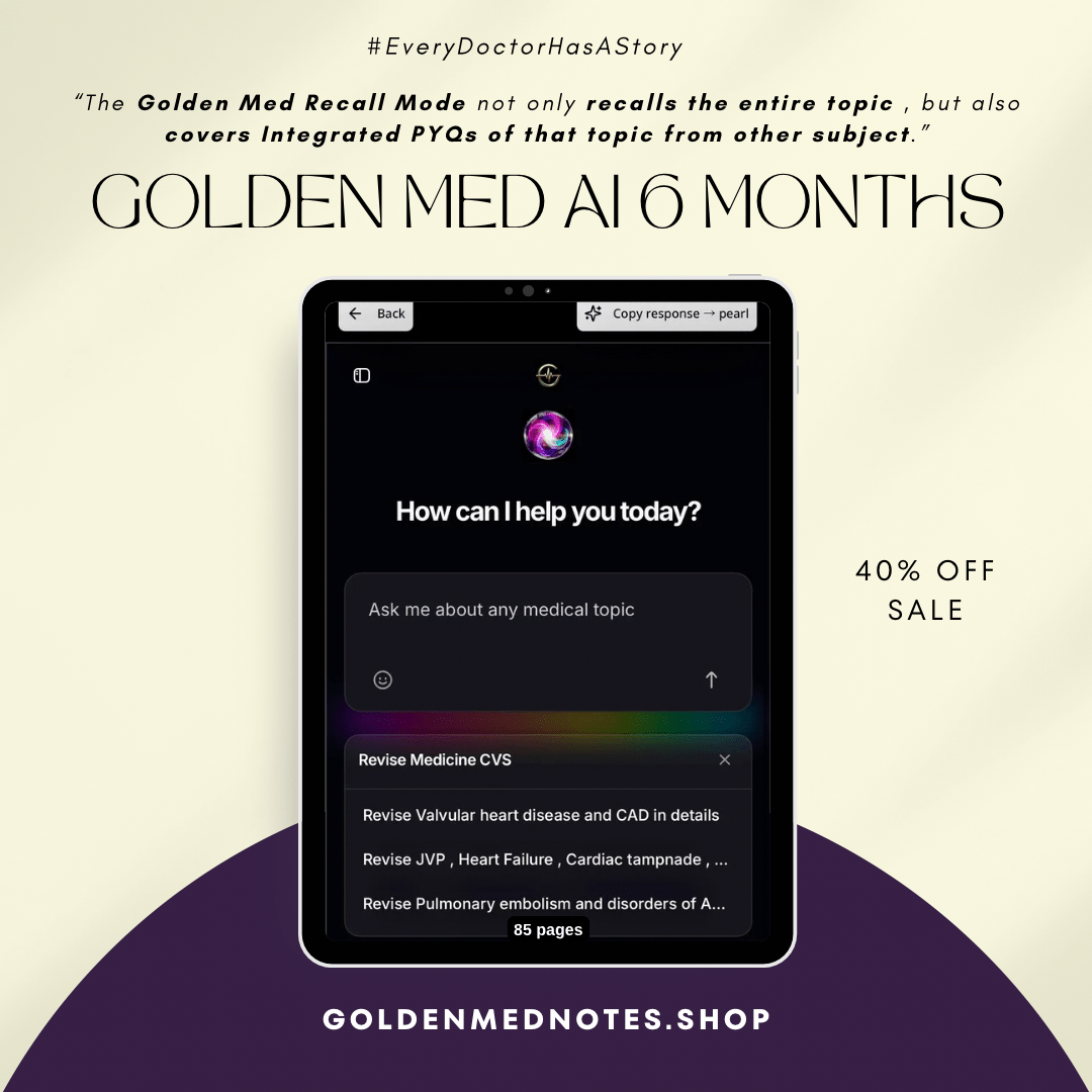 Golden Med AI 6 - Monthly Subscription – ₹3499 / 6 months - GOLDEN MED NOTES